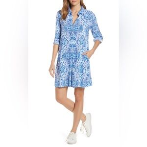 Lilly Pulitzer Women’s Lillith Tunic Blue White Dress “Call My Shell Phone” Med